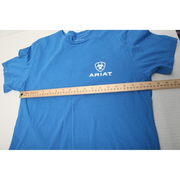 Ariat Shirt Mens Medium Blue Land Of The Free Graphic Tee Buckle Cotton Casual - Picture 6 of 10